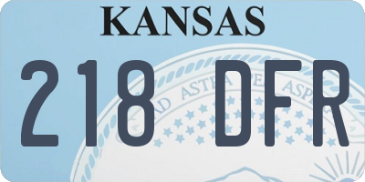 KS license plate 218DFR