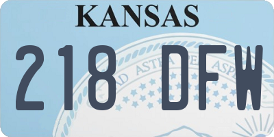 KS license plate 218DFW