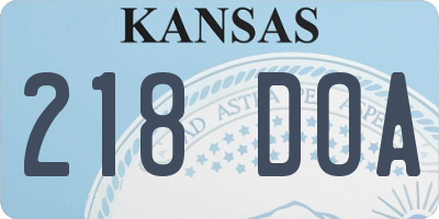 KS license plate 218DOA
