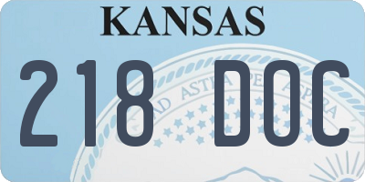 KS license plate 218DOC