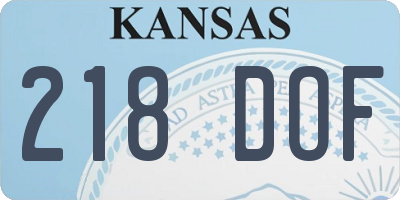 KS license plate 218DOF