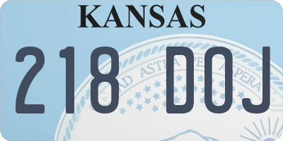 KS license plate 218DOJ