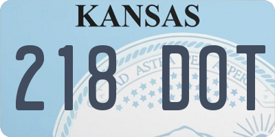 KS license plate 218DOT