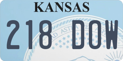 KS license plate 218DOW