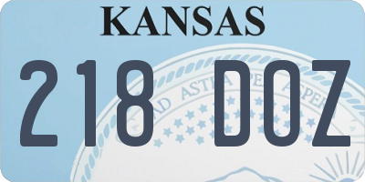 KS license plate 218DOZ