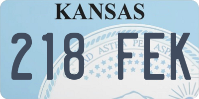 KS license plate 218FEK