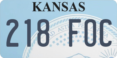 KS license plate 218FOC