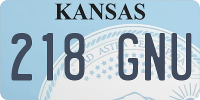 KS license plate 218GNU