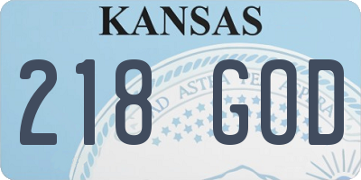 KS license plate 218GOD