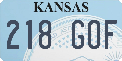 KS license plate 218GOF