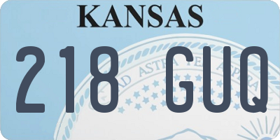 KS license plate 218GUQ