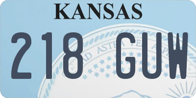 KS license plate 218GUW