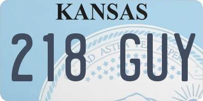 KS license plate 218GUY