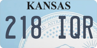 KS license plate 218IQR