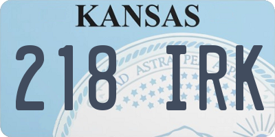 KS license plate 218IRK