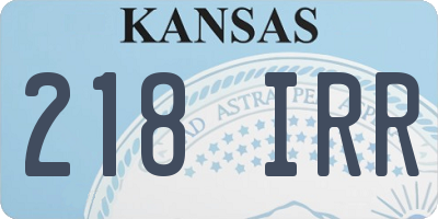 KS license plate 218IRR