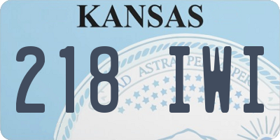 KS license plate 218IWI