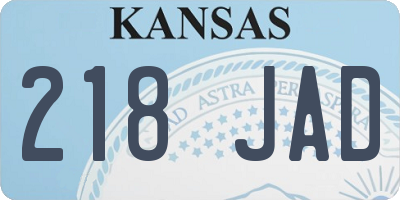 KS license plate 218JAD