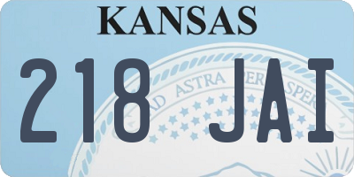 KS license plate 218JAI