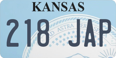 KS license plate 218JAP