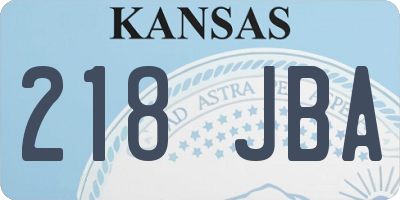 KS license plate 218JBA