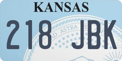 KS license plate 218JBK