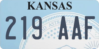 KS license plate 219AAF