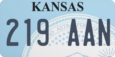 KS license plate 219AAN