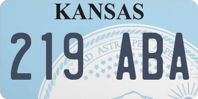 KS license plate 219ABA
