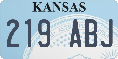KS license plate 219ABJ