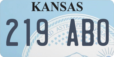KS license plate 219ABO