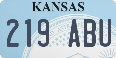 KS license plate 219ABU