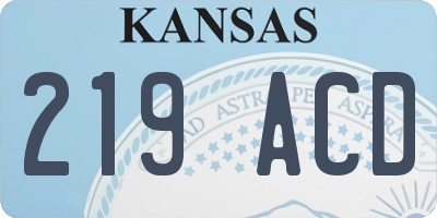 KS license plate 219ACD