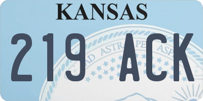 KS license plate 219ACK