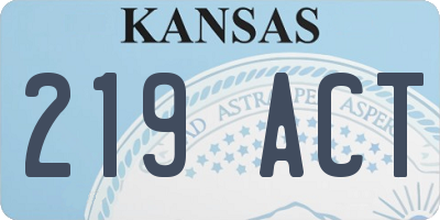 KS license plate 219ACT