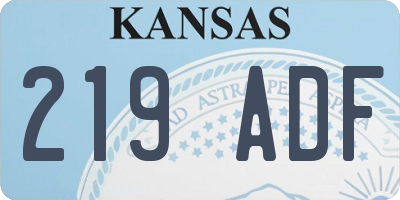 KS license plate 219ADF