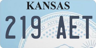 KS license plate 219AET