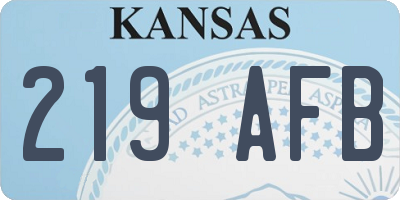 KS license plate 219AFB