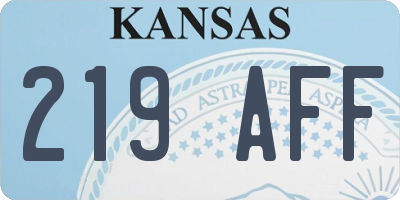 KS license plate 219AFF