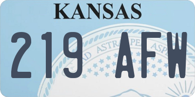 KS license plate 219AFW