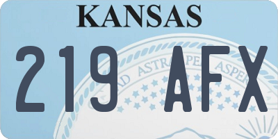 KS license plate 219AFX