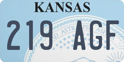 KS license plate 219AGF