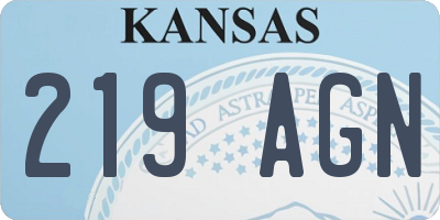 KS license plate 219AGN