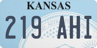 KS license plate 219AHI