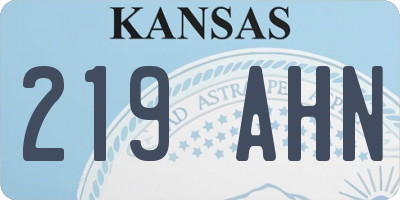 KS license plate 219AHN