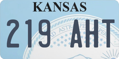 KS license plate 219AHT