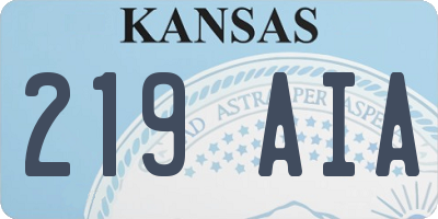 KS license plate 219AIA