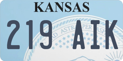 KS license plate 219AIK