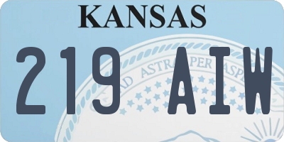 KS license plate 219AIW
