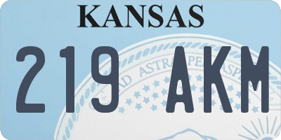KS license plate 219AKM
